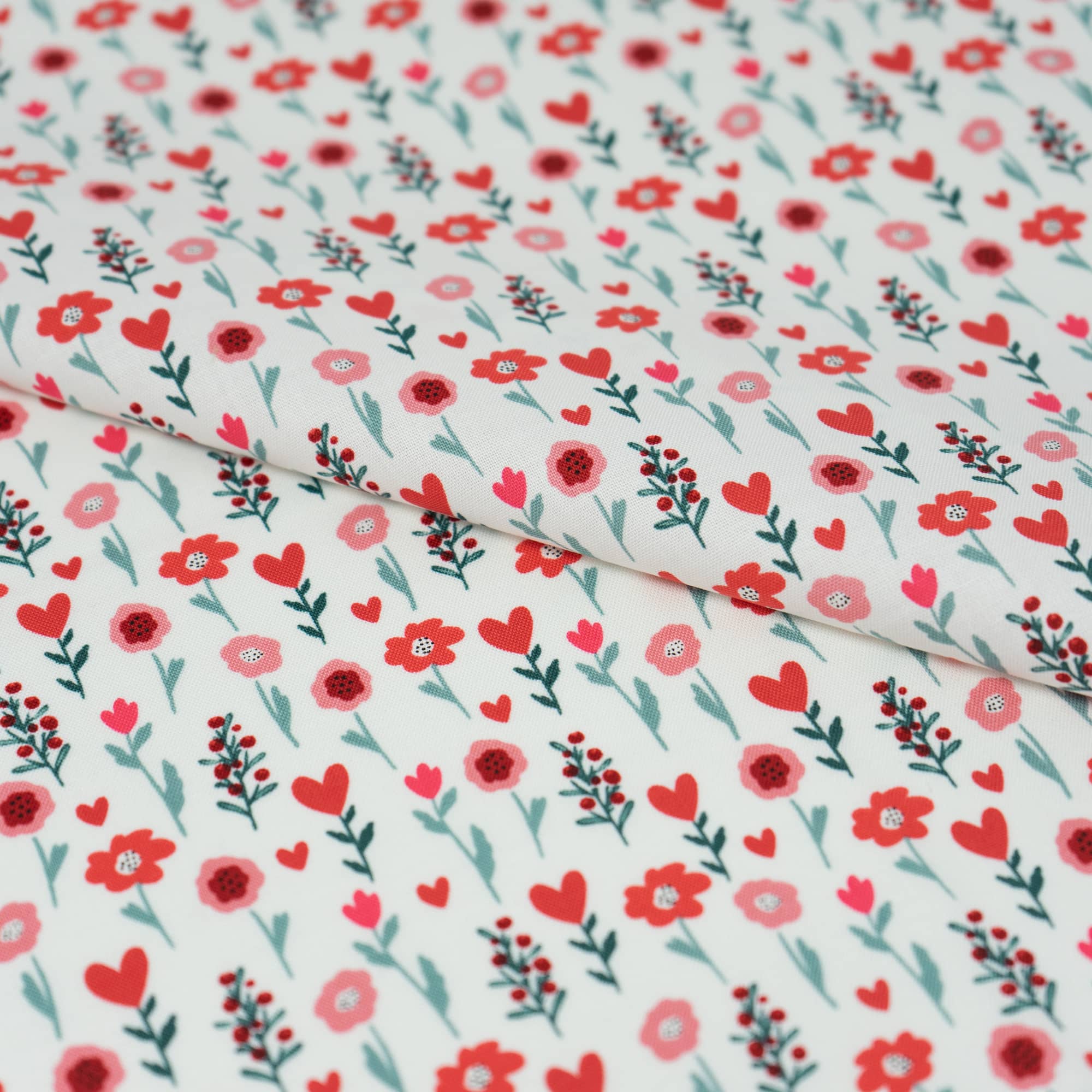 SINGER Red Flower Cotton Fabric